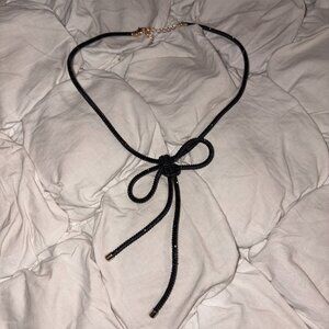 Free People Midnight Sparkle Rhinestone Bow Choker – Coquette Glam Statement